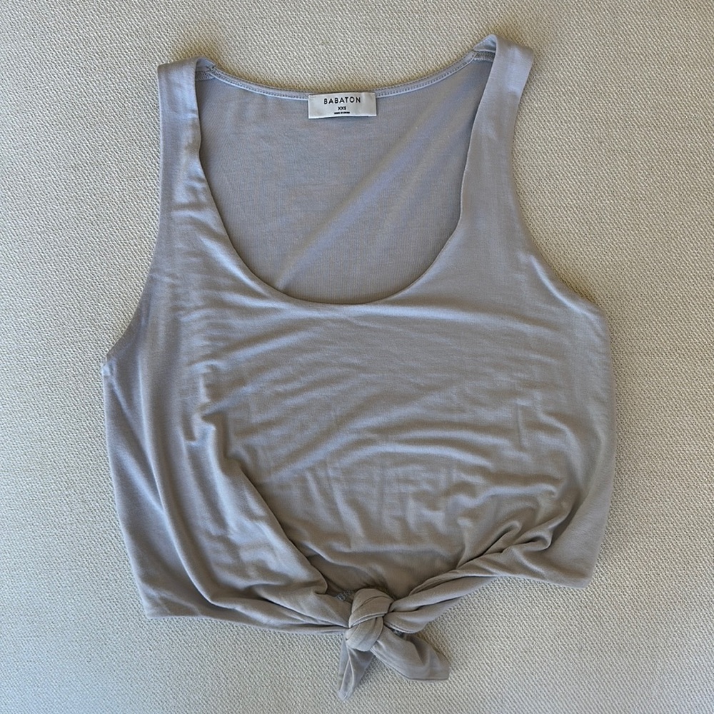 Aritzia Babaton Jeronimo tie front tank top in Light blue